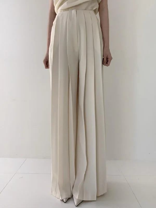 Pleated High Waist Wide Leg Pants