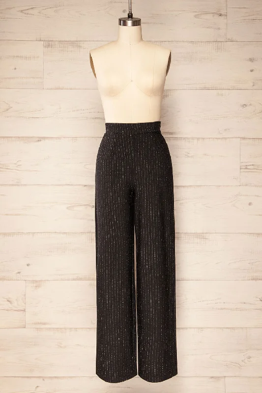 Pokhara | Glitter Striped Black Pants