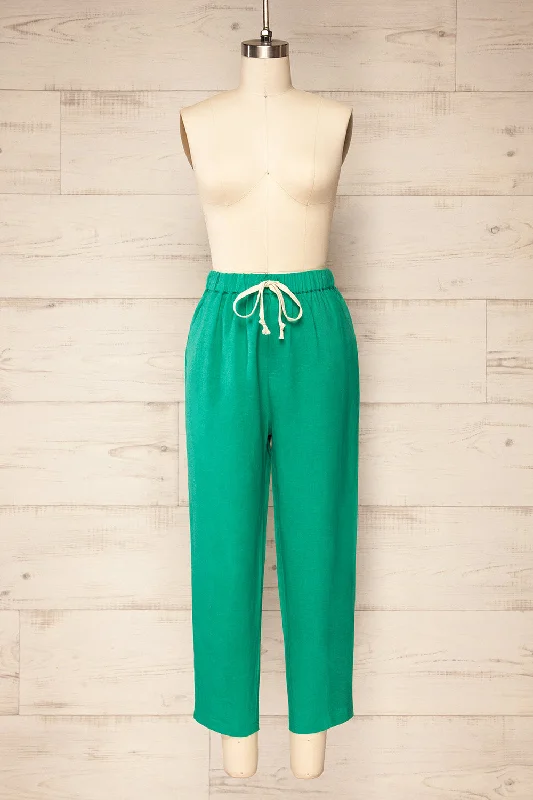 Trincao Green | Linen Pants with Drawstrings