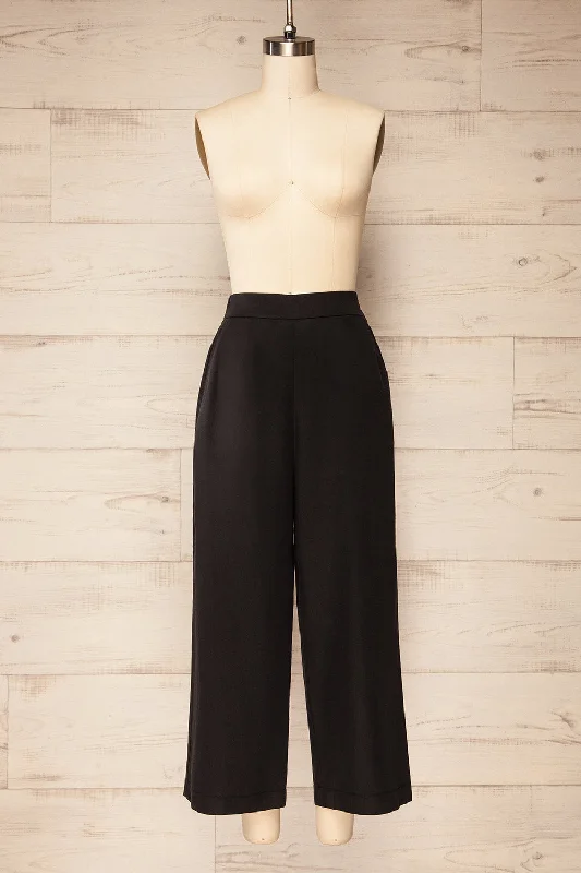 Waterville | Cropped Black Wide-Leg Pants