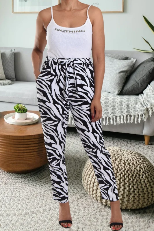 White Printed Pocket Pants