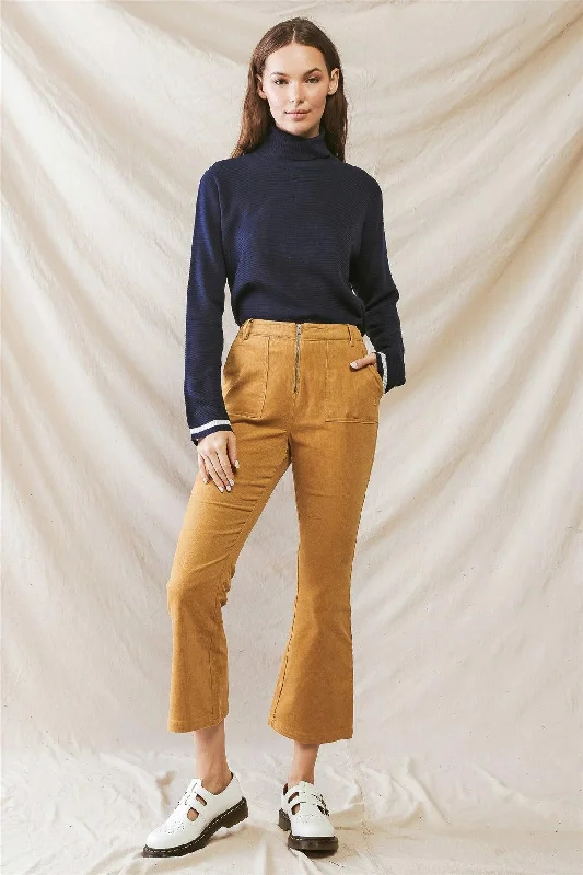 Mustard Denim Cotton Material Four Pocket High Waist Pants /1-2-2-1