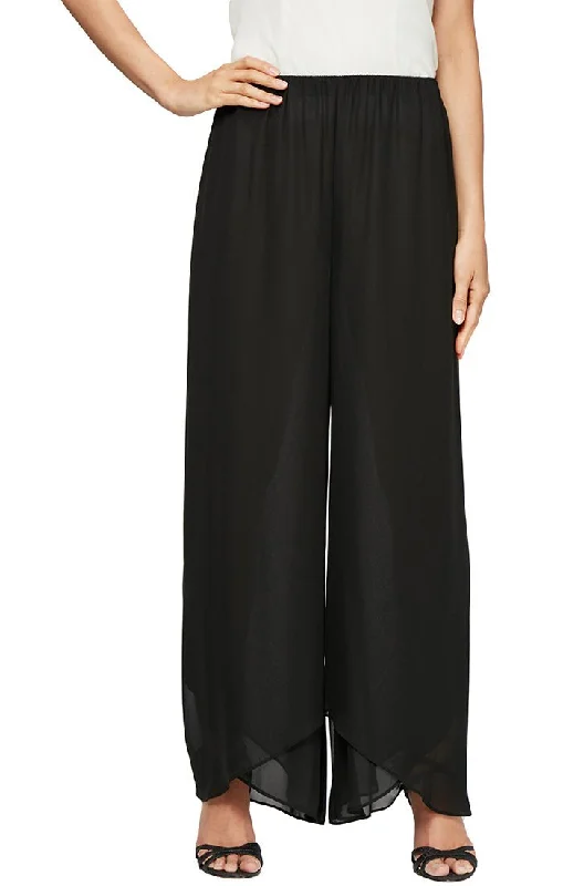 Wide Leg Chiffon Pant with Tulip Hem